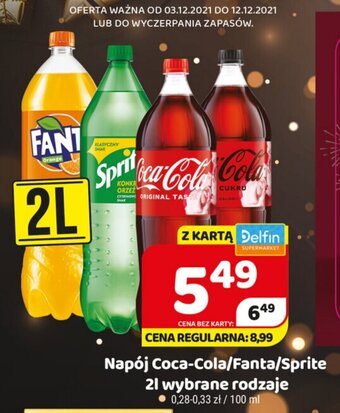 Delfin Napój Coca-Cola, Fanta, Sprite 2l oferta