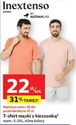 Auchan T-shirt męski z kieszonką Inextenso oferta