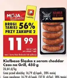 Biedronka Kiełbasa śląska cheddar Czas Na Grill oferta