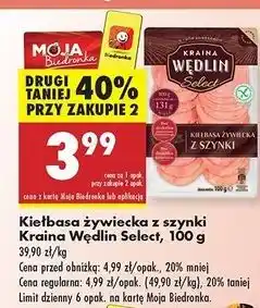 Biedronka Kiełbasa żywiecka z szynki Kraina Wędlin oferta