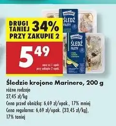 Biedronka Śledzie krojone z suszonymi pomidorami Marinero oferta
