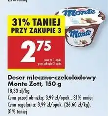 Biedronka Deser mleczno-czekoladowy z orzechami Zott Monte oferta