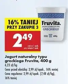 Biedronka Jogurt naturalny grecki Fruvita oferta
