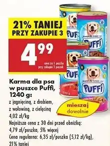 Biedronka Karma dla psa z cielęciną Puffi oferta