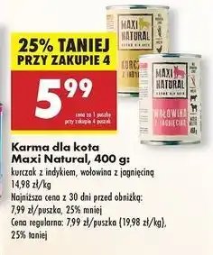 Biedronka Karma dla kota wołowina z jagnięciną Maxi Natural oferta