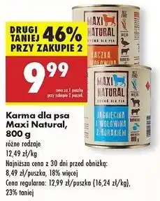 Biedronka Karma dla psa kaczka i wołowina z jabłkiem Maxi Natural oferta