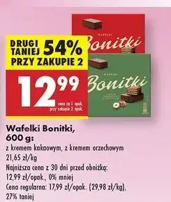 Biedronka Wafelki z kremem kakaowym Bonitki oferta