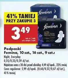 Biedronka Podpaski night total protection Femina Ultra oferta