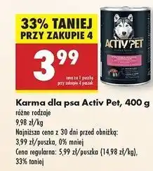 Biedronka Karma dla psa z wątróbką wołową i ziemniakami Activ Pet oferta