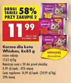 Biedronka Karma dla kota kremowe wariacje kurczak i warzywa + jagnięcina indyk Whiskas Tasty Mix oferta