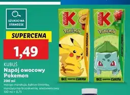 Lidl Napój pokemon brzoskwinia mandarynka Kubuś oferta