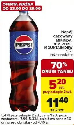 Carrefour Express Napój gazowany MIRINDA, 7UP, PEPSI, MOUNTAIN DEW oferta