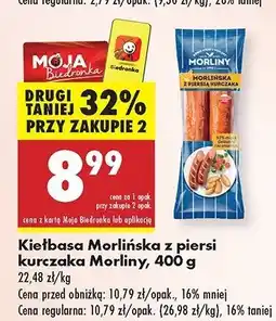 Biedronka Kiełbasa morlińska z piersi kurczaka Morliny oferta