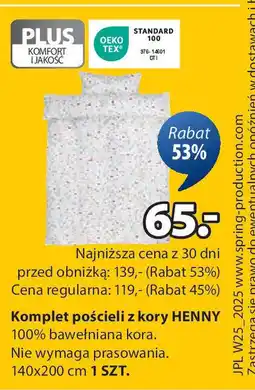 JYSK Komplet pościeli z kory henny oferta