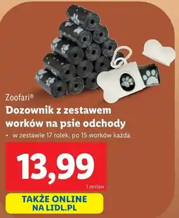 Lidl Zoofari dozownik z zestawem worków na psie odchody oferta