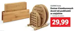 Lidl Livarno home zestaw 4 bambusowych desek lub podkładek ze stojakiem oferta