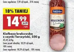 Biedronka Kiełbasa krakowska sucha z szynki Tarczyński oferta