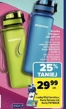 Carrefour Butelka filtrująca city 500 ml niebieska Aquaphor oferta