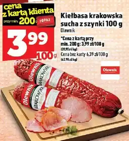 Topaz Kiełbasa krakowska sucha z szynki Olewnik oferta