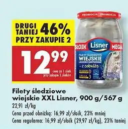 Biedronka Filety śledziowe wiejskie XXL Lisner 900 g / 567 g oferta