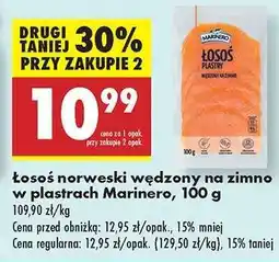Biedronka Łosoś norweski wędzony na zimno w plastrach Marinero , 100 g oferta