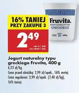 Biedronka Jogurt naturalny typu greckiego Fruvita, 400 g oferta