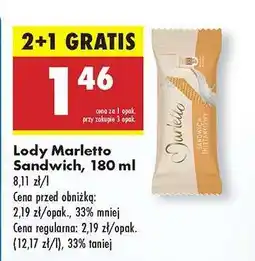 Biedronka Lody Marletto Sandwich, 180 ml oferta