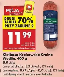 Biedronka Kiełbasa Krakowska Kraina Wędlin 400 g oferta