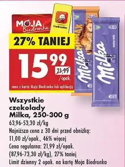 Biedronka Wszystkie czekolady Milka, 250-300 g oferta