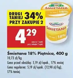 Biedronka Śmietana 18% Piątnica, 400 g oferta