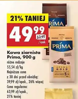 Biedronka Kawa ziarnista Prima 900 g oferta