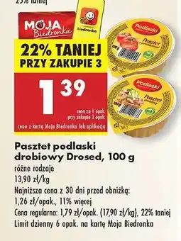 Biedronka Pasztet podlaski drobiowy Drosed 100 g oferta