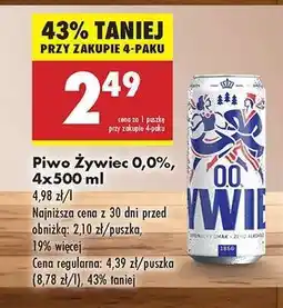 Biedronka Piwo Żywiec 0,0%, 4x500 ml oferta