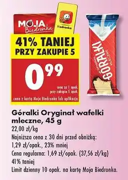 Biedronka Góralki Oryginat wafelki mleczne, 45 g oferta