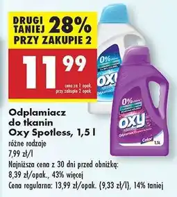 Biedronka Odplamiacz do tkanin Oxy Spotless, 1,5 l oferta