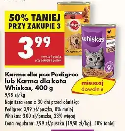Biedronka Karma dla psa Pedigree lub Karma dla kota Whiskas, 400 g oferta