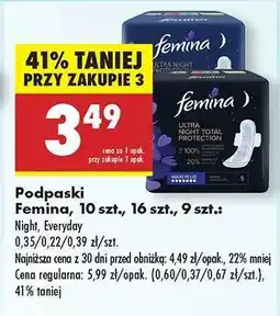 Biedronka Podpaski Femina, 10 szt., 16 szt., 9 szt oferta