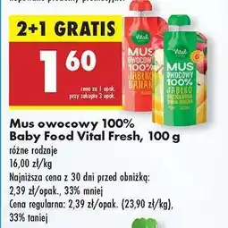 Biedronka Mus owocowy 100 % Baby Food Vital Fresh , 100 g oferta