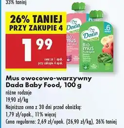 Biedronka Mus owocowo warzywny Dada Baby Food 100 g oferta