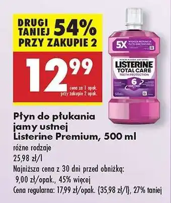 Biedronka Płyn do płukania jamy ustnej Listerine Premium , 500 ml oferta