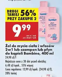 Biedronka Žel do mycia ciała i włosów 2w1 lub szampon lub płyn do kąpieli Bambino 400 ml oferta