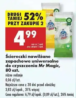 Biedronka Ściereczki nawilżane zapachowe uniwersalne do czyszczenia Mr Magic , 80 szt oferta