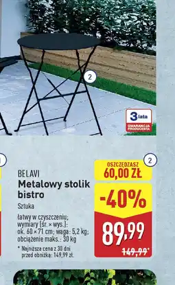 ALDI Metalowy stolik bistro Belavi oferta