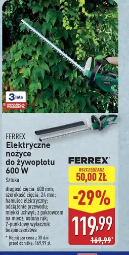 ALDI Elektryczne nożyce do żywopłotu Ferrex oferta