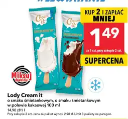 Lewiatan Lody Cream it o smaku śmietankowym w polewie kakaowej oferta