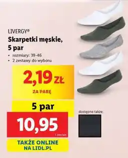 Lidl LIVERGY Skarpetki męskie, 5 par oferta