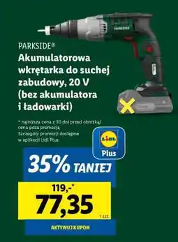 Lidl PARKSIDE Akumulatorowa wkrętarka do suchej zabudowy, 20 V oferta