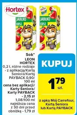 Carrefour Sok 100 % jabłko Hortex Leon oferta