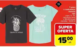 Carrefour T-shirt damski z nadrukiem s-xl Tex oferta
