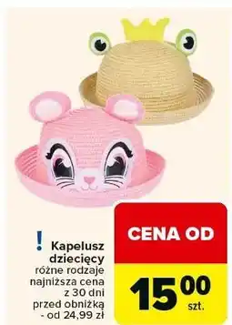 Carrefour Kapelusz dziecięcy oferta